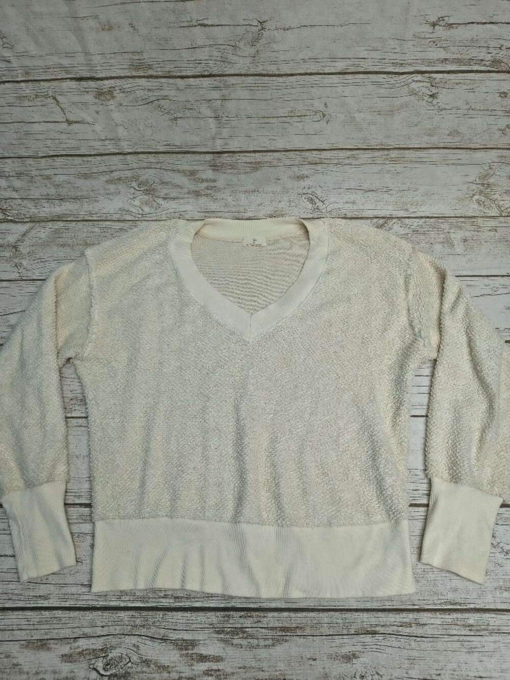 t.la Anthropologie Cream Inside-Out Terry Sweatshirt Raw Seam Pullover Largre